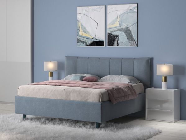 Čalouněná postel HUGOS modrá azur