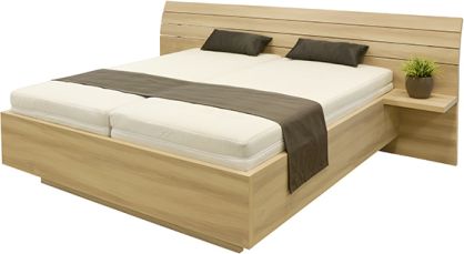 Dvoulůžková postel se zaobleným čelem Salina s ÚP šíře 180 cm, akát, 180x200 cm, zásuvka (L+P, celkem 2 ks)