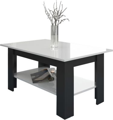 Konferenční stolek Elaiza bílá-černý pololesk