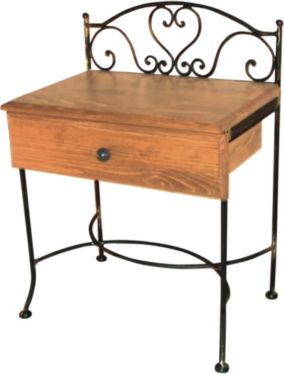 Kovaný noční stolek s masivní zásuvkou MALAGA 0409A Hnědá 1A - zlatá patina, D2 dub přírodní