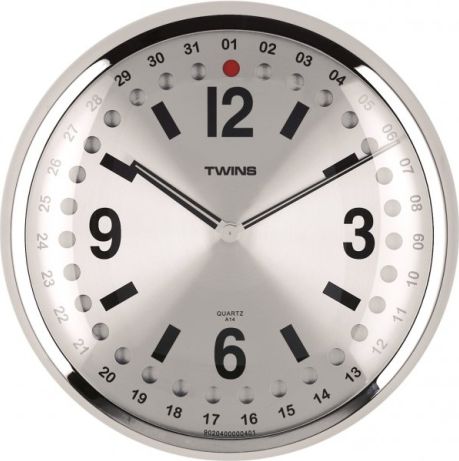 Nástěnné hodiny Twins 14 silver 32cm