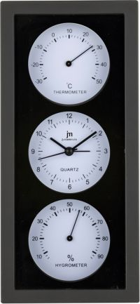 Nástěnné-stolní hodiny s teploměrem a vlhkoměrem JA7071BN Lowell 26cm