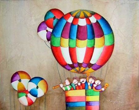 Obraz - Děti v balónu 1- 50 cm x 60 cm