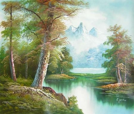 Obraz - Řeka v lese 3 - 120 cm x 90 cm