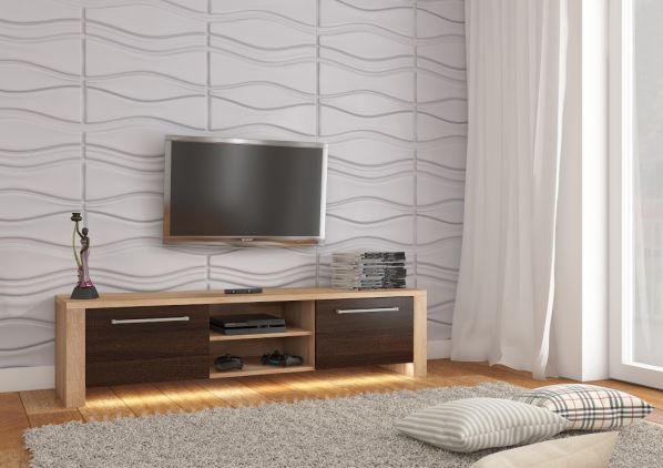 TV stolek Helix New bez osvětlení, bílá-bílý pololesk