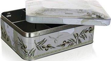 BANQUET Plechovka / box na čaj OLIVES 20 x 15,5 x 8 cm