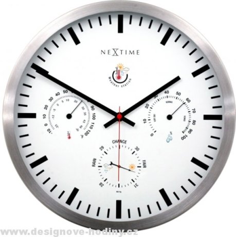 Designové nástěnné hodiny 2635 Nextime Meteostanice 35cm