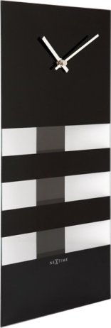 Designové nástěnné kyvadlové hodiny 2855zw Nextime Bold Stripes black 38x19cm