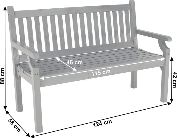 Dřevěná zahradní lavička Alona šedá