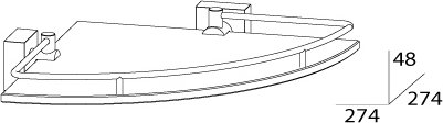 Polička rohová s ohrádkou 25 cm Esperado