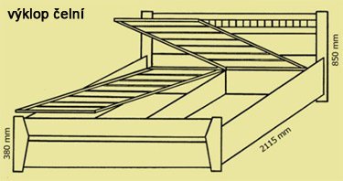 Dřevěná postel Gita ú.p. výklop
