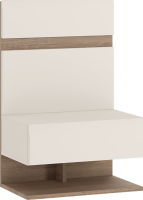 Noční stolek, bílá extra vysoký lesk HG/dub sonoma tmavý, LYNATET TYP 95