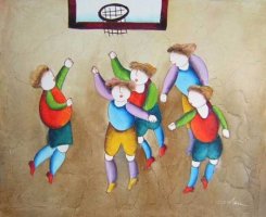 Obraz - Děti hrající košíkovou