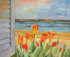 Obraz - Krásný koutek s tulipány