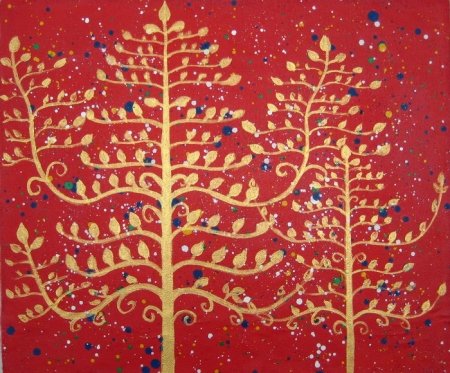 Obraz - Zlaté vánoční stromy