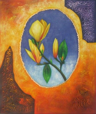Obraz - Žlutá růže v oválu