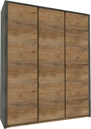 3-dveřová šatní skříň Montana S3D dub lefkas tmavý - smooth grey