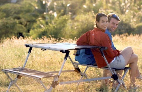 Cestovní skládací stůl s lavicemi Portable outdoor table blue