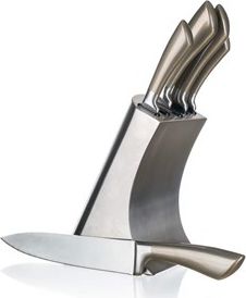 BANQUET Sada nožů METALLIC Platinum, 5 ks a nerezový stojan