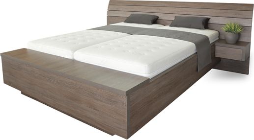Luxusní postel Salina s úložným boxem u nohou dub světlý, 180x200 cm, s ÚP šíře 160 cm, zásuvka (L+P, celkem 2 ks)