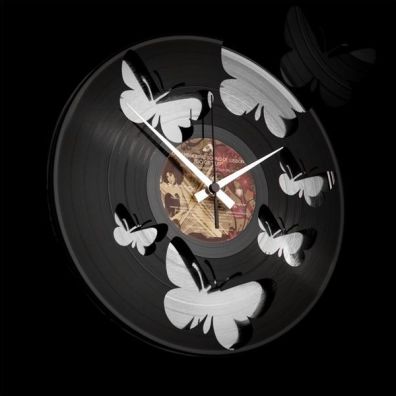 Designové nástěnné hodiny Discoclock 056 Motýli Silver 30cm