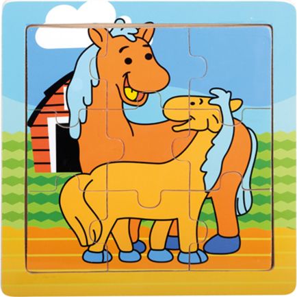 Dřevěné puzzle koníci, 9 dílků