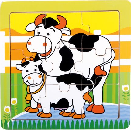Dřevěné puzzle kravičky, 9 dílků
