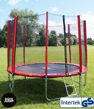 GoodJump 4UPVC červená trampolína 366 cm s ochrannou sítí + žebřík