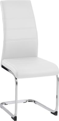 Bílá jídelní židle, chrom, VATENA