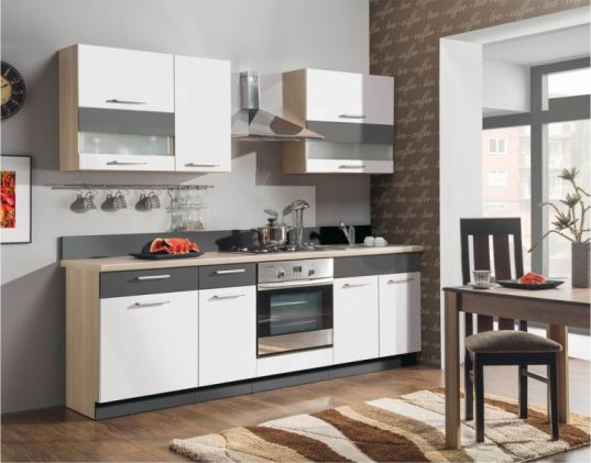 Kuchyňská linka Modena 240 cm - bílý lesk