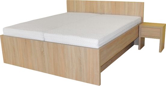 Moderní postel s plným čelem Tropea dub světlý, 180x200 cm, s ÚP šíře 160 cm