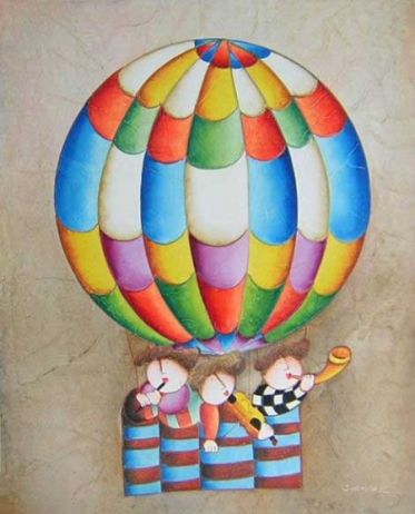 Obraz - Děti v balónu 1- 50 cm x 60 cm