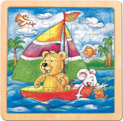 Puzzle, medvěd s myší