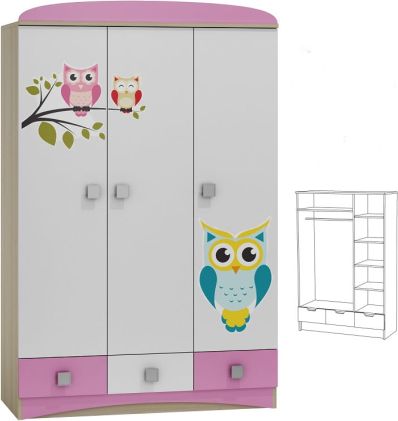 Šatní skříň s grafikou OWL ABS 10
