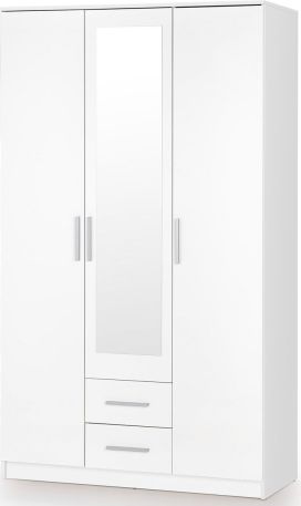 Šatní skříň se zrcadlem LIMA S3, bílá