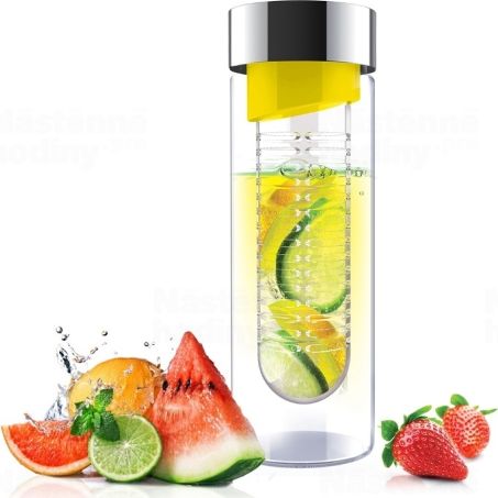 Skleněná láhev s infuserem ASOBU Flavour It yellow/silver 480ml
