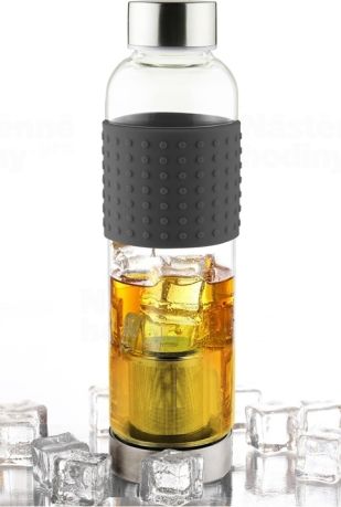 Skleněná lahev s infuserem ASOBU Ice Tea&Ice Coffee IT2GO černá 400ml
