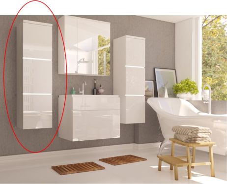 Vysoká koupelnová skříňka MASON WH11, bílá / bílý HG