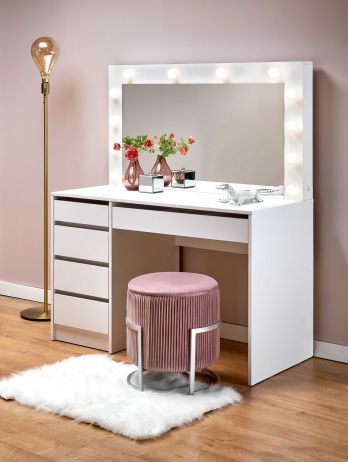 Toaletní stolek HOLLYWOOD XL se zrcadlem, bílý