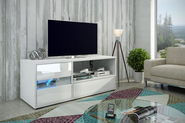 TV stolek Global 1 bez osvětlení, dub sonoma-bílý pololesk