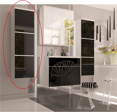 Vysoká koupelnová skříňka MASON BL11, bílá / černý HG