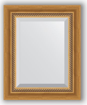 Zrcadlo s fazetou, patinované zlato s krouceným detailem