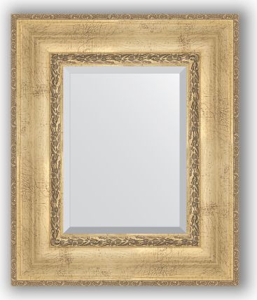Zrcadlo s fazetou v rámu, patinovaný stříbrný ornament 120 mm