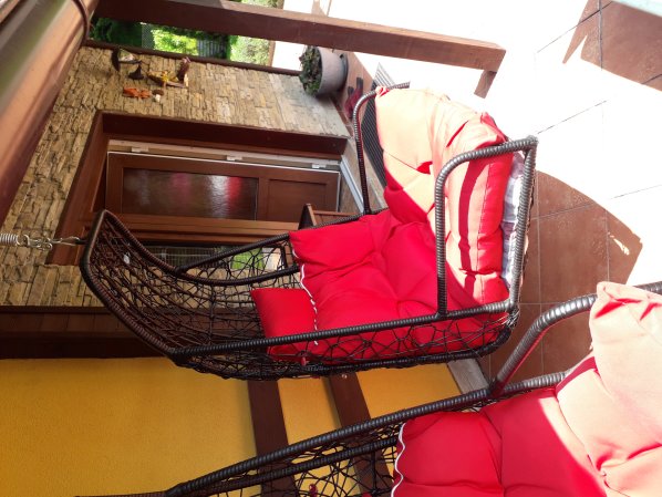 Závěsné relaxační křeslo LAZY - červený sedák
