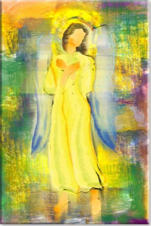 Abstraktní obraz Sluneční anděl 20x30 cm