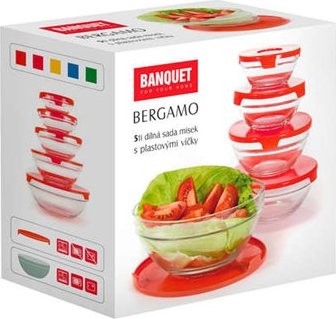 BANQUET 5ti dílná sada misek Bergamo s plastovými víčky