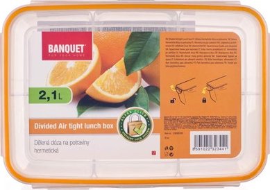 BANQUET Dělená dóza na potraviny SUPER CLICK 2,1 L oranžová