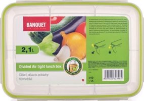 BANQUET Dělená dóza na potraviny SUPER CLICK 2,1 L zelená