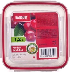 BANQUET Dóza na potraviny s mřížkou SUPER CLICK 1,2 L červená