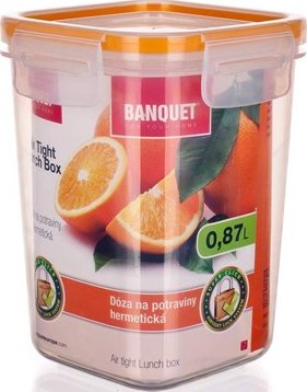 BANQUET Dóza na potraviny SUPER CLICK 0,87 L oranžová